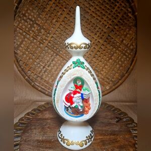 Vintage Byron Molds 1977 Ceramic Christmas Table Top Ornament Tree Topper Santa